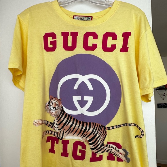 Oversized Yellow crewneck T-shirt from Gucci - Picture 2 of 5